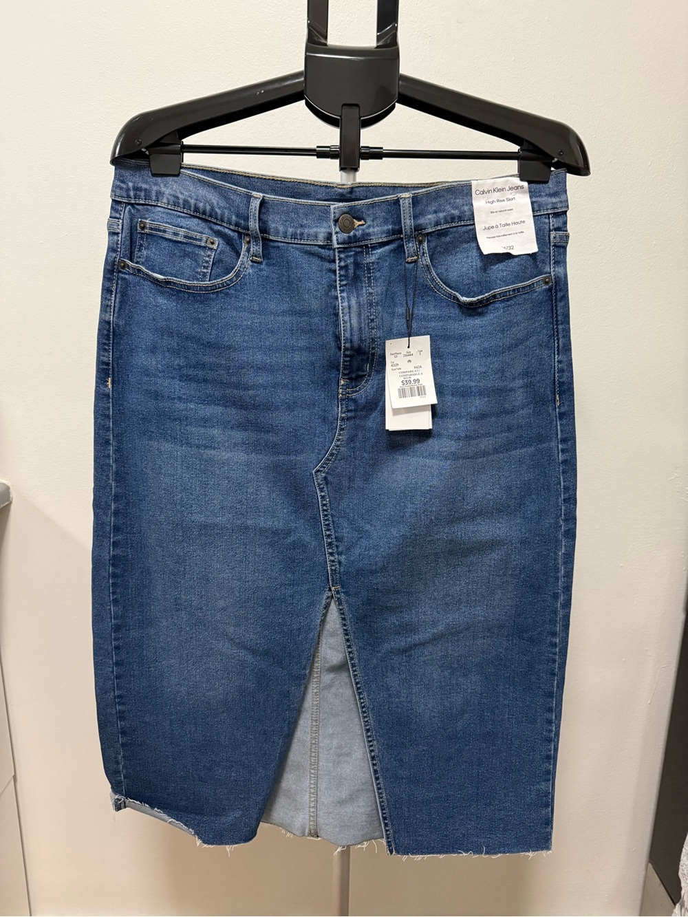 Calvin Klein Jeans High Rise Denim Midi Skirt Women’s Size 14/32 NWT